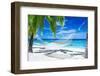 Empty Hammock between Palm Trees on Tropical Beach-Martin Valigursky-Framed Photographic Print