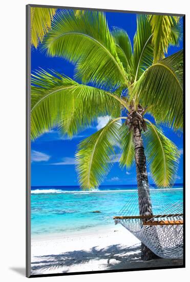 Empty Hammock under Palm Tree on Tropical Beach-Martin Valigursky-Mounted Photographic Print