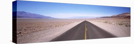 Empty Highway in the Valley, Death Valley, California, USA-null-Stretched Canvas