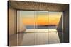 Empty Modern Lounge Area with Large Bay Window and View of Sea-FreshPaint-Stretched Canvas