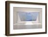 Empty Modern Lounge Area with Large Bay Window and View of Sea-FreshPaint-Framed Photographic Print