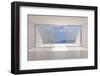 Empty Modern Lounge Area with Large Bay Window and View of Sea-FreshPaint-Framed Photographic Print