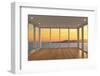 Empty Modern Lounge Area with Large Bay Window and View of Sea-FreshPaint-Framed Photographic Print