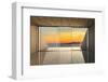 Empty Modern Lounge Area with Large Bay Window and View of Sea-FreshPaint-Framed Photographic Print