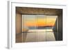 Empty Modern Lounge Area with Large Bay Window and View of Sea-FreshPaint-Framed Photographic Print