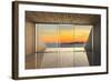 Empty Modern Lounge Area with Large Bay Window and View of Sea-FreshPaint-Framed Photographic Print