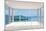 Empty Modern Lounge Area with Large Bay Window and View of Sea-FreshPaint-Mounted Art Print