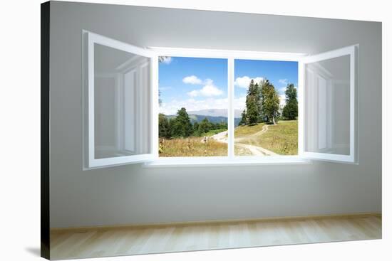 Empty New Room with Open Window-auris-Stretched Canvas