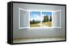 Empty New Room with Open Window-auris-Framed Stretched Canvas