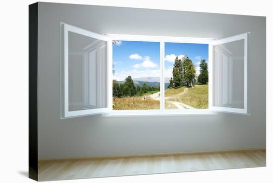 Empty New Room with Open Window-auris-Stretched Canvas