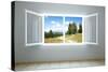 Empty New Room with Open Window-auris-Stretched Canvas