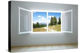 Empty New Room with Open Window-auris-Stretched Canvas