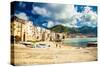 Empty Old Beach of Cefalu, Sicily-anita_bonita-Stretched Canvas