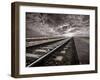 Empty Railway Tracks In A Stormy Landscape-olly2-Framed Art Print