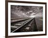 Empty Railway Tracks In A Stormy Landscape-olly2-Framed Art Print