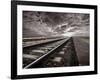 Empty Railway Tracks In A Stormy Landscape-olly2-Framed Art Print