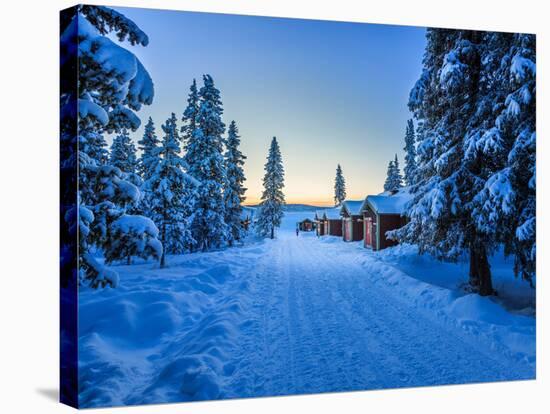 Empty Road Close to the Icehotel, Jukkasjarvi, Lapland Sweden-null-Stretched Canvas