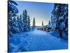 Empty Road Close to the Icehotel, Jukkasjarvi, Lapland Sweden-null-Stretched Canvas