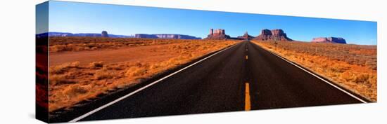 Empty Road, Clouds, Blue Sky, Monument Valley, Utah, USA-null-Stretched Canvas