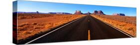 Empty Road, Clouds, Blue Sky, Monument Valley, Utah, USA-null-Stretched Canvas