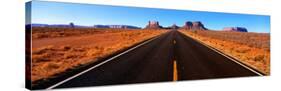 Empty Road, Clouds, Blue Sky, Monument Valley, Utah, USA-null-Stretched Canvas