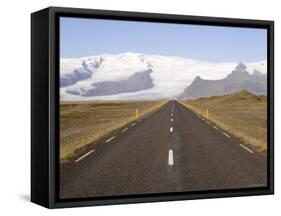 Empty Road Leading Towards Fjallsjokull Glacier Near Jokulsarlon, Iceland, Polar Regions-Gavin Hellier-Framed Stretched Canvas