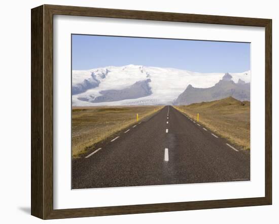 Empty Road Leading Towards Fjallsjokull Glacier Near Jokulsarlon, Iceland, Polar Regions-Gavin Hellier-Framed Photographic Print