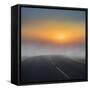 Empty Road with Fog and Sunset.-Arctic-Images-Framed Stretched Canvas