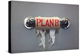 Empty Roll Of Toilet Paper With The Phrase Plan B, Concept For Alternative Planning-Flynt-Stretched Canvas