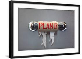 Empty Roll Of Toilet Paper With The Phrase Plan B, Concept For Alternative Planning-Flynt-Framed Art Print