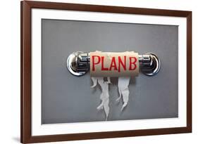 Empty Roll Of Toilet Paper With The Phrase Plan B, Concept For Alternative Planning-Flynt-Framed Art Print