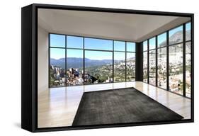 Empty Room Interior with Floor to Ceiling Windows and Scenic View-PlusONE-Framed Stretched Canvas