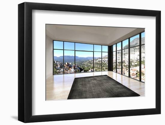 Empty Room Interior with Floor to Ceiling Windows and Scenic View-PlusONE-Framed Photographic Print