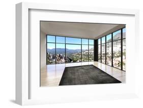 Empty Room Interior with Floor to Ceiling Windows and Scenic View-PlusONE-Framed Photographic Print