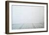 Empty Room with White Brick Wall and Wooden Floor-auris-Framed Art Print