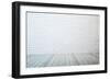 Empty Room with White Brick Wall and Wooden Floor-auris-Framed Art Print