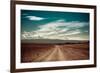 Empty Rural Road Going Through Prairie under Cloudy Sky in Charyn Canyon-Im Perfect Lazybones-Framed Photographic Print