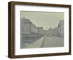 Empty Streets at Lancaster Place, Seen from Waterloo Bridge, London, 1896-null-Framed Photographic Print