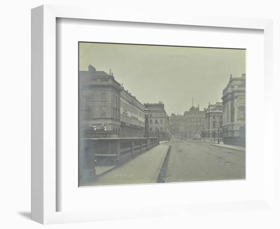 Empty Streets at Lancaster Place, Seen from Waterloo Bridge, London, 1896-null-Framed Photographic Print