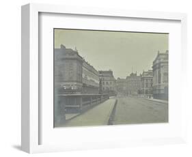 Empty Streets at Lancaster Place, Seen from Waterloo Bridge, London, 1896-null-Framed Photographic Print