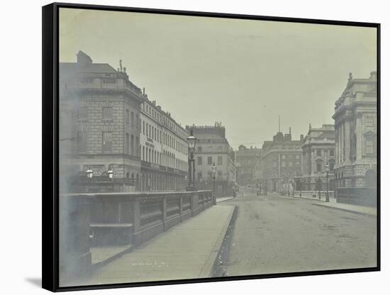 Empty Streets at Lancaster Place, Seen from Waterloo Bridge, London, 1896-null-Framed Stretched Canvas