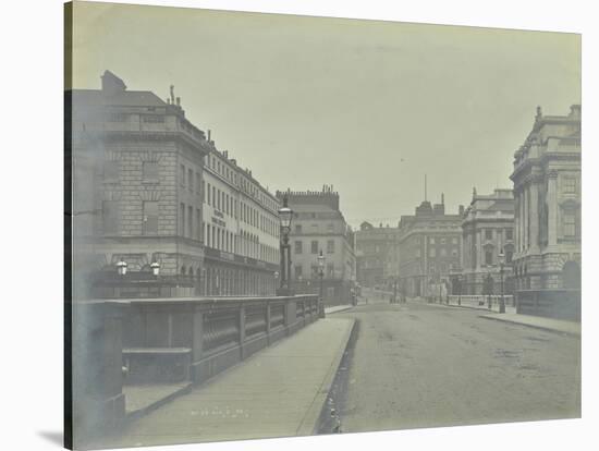 Empty Streets at Lancaster Place, Seen from Waterloo Bridge, London, 1896-null-Stretched Canvas