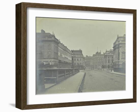 Empty Streets at Lancaster Place, Seen from Waterloo Bridge, London, 1896-null-Framed Photographic Print