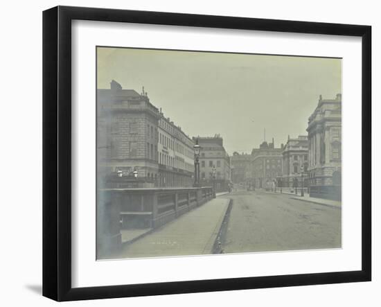 Empty Streets at Lancaster Place, Seen from Waterloo Bridge, London, 1896-null-Framed Photographic Print