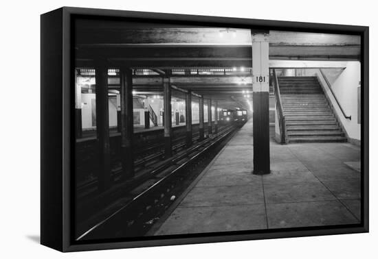 Empty Subway Station at 181st Street-null-Framed Stretched Canvas
