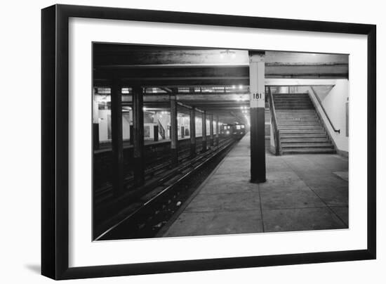 Empty Subway Station at 181st Street-null-Framed Photographic Print