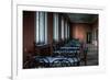 Empty Tables in Long Room-Nathan Wright-Framed Photographic Print