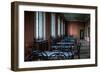 Empty Tables in Long Room-Nathan Wright-Framed Photographic Print