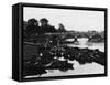 Empty Thames Punts-null-Framed Stretched Canvas