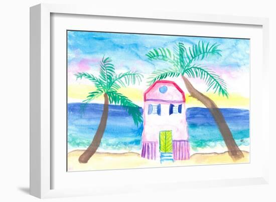 Emy's Tropical Beach House-M. Bleichner-Framed Art Print
